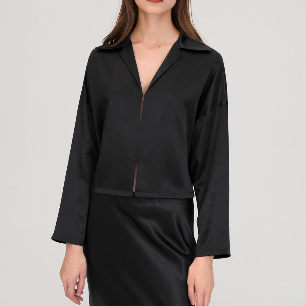 Lilysilk Retro Batwing Silk Osmanthus Shirt S